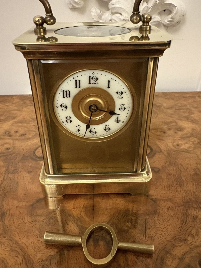 Antique Victorian Miniature French Brass Carriage Clock - Image 7
